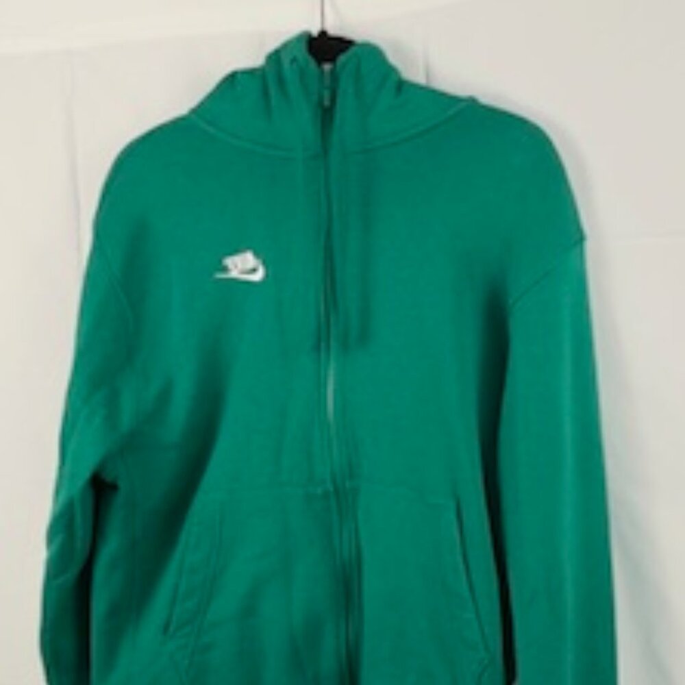 Nike Green Zip-Up Hoodie with Swoosh - Size M